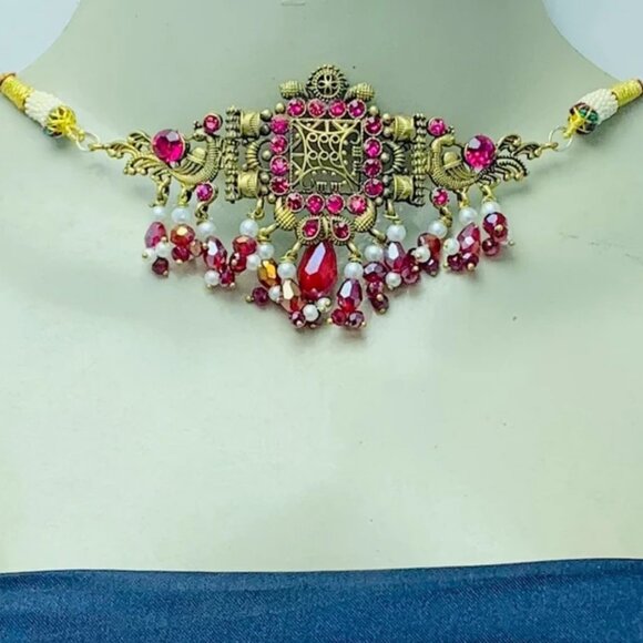 Handmade Jewelry Set With Pearls and Beads, Oxidized Jewelry Set, Choker Necklac - Picture 10 of 15